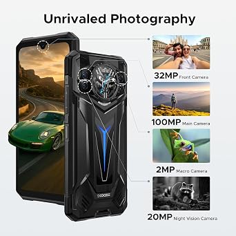 S200 Ultra Rugged Phone Unlocked, 5G Android 15 with 1.32 Secondary Display, 48GB+1TB Storage, 11000mAh, 66W Fast Charge, AI Quad Camera 100MP+32MP, 6.72 Rugged Smartphone Dual SIM/NFC/OTG