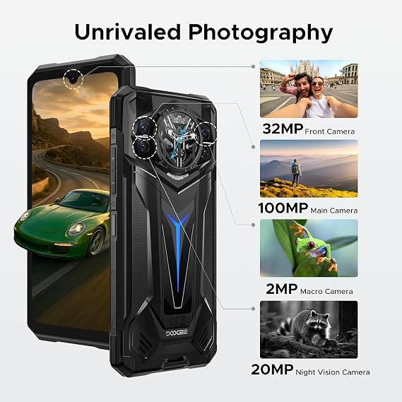 S200 Ultra Rugged Phone Unlocked, 5G Android 15 with 1.32 Secondary Display, 48GB+1TB Storage, 11000mAh, 66W Fast Charge, AI Quad Camera 100MP+32MP, 6.72 Rugged Smartphone Dual SIM/NFC/OTG