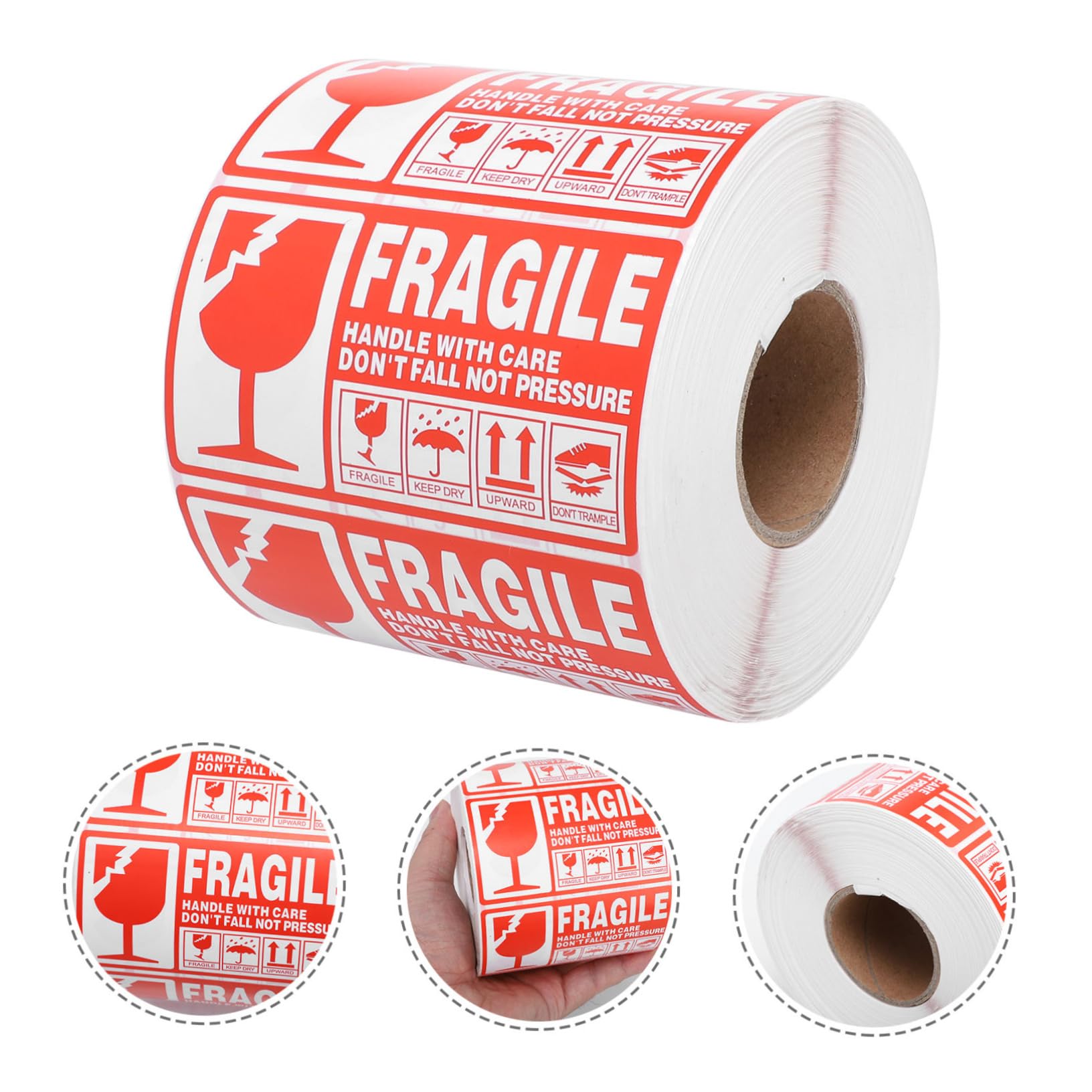 Etichetta Fragile Adesiva Rosso 1 Rotolo per Spedizione | Carta Rame Adesiva, Facile Applicare e Trasportare, Avvertenza per Imballaggi e Pacchi