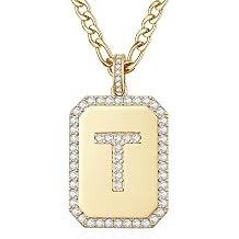14K Gold Initial Necklace, Square Letter Pendant with Figaro Chain, Personalized Minimalist Jewelry Gifts