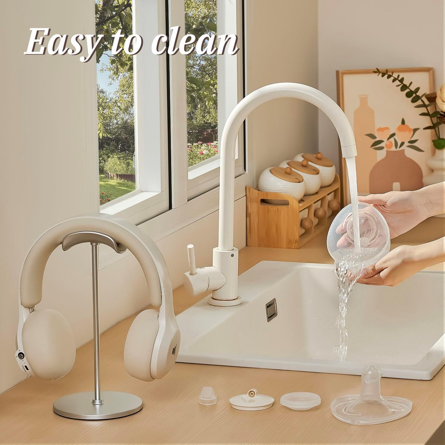 Snow Bear Wearable Breast Pump–Hands Free Portable Breast Pump with Neck Heated & 3 Size Flanges,160 min Battery Life Wireless Ultra Quiet Spill Resistant Breastfeeding Pump for Moms Home Work Travel