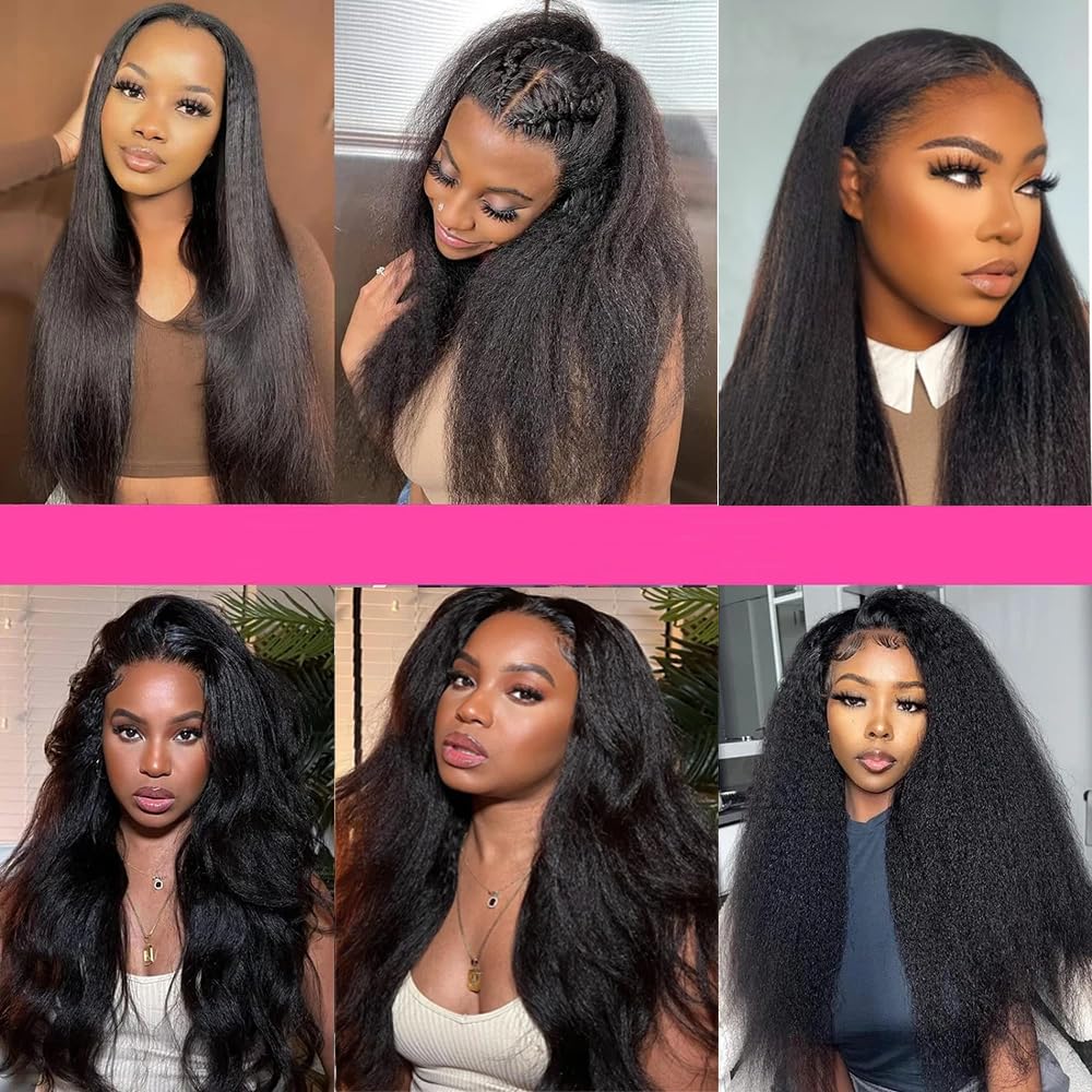 YOUNGHANN 24 26 28 Inch Natural Black Color Kinky Straight Bundles Human Hair Unprocessed Brazilian Virgin Hair Yaki Straight Bundles