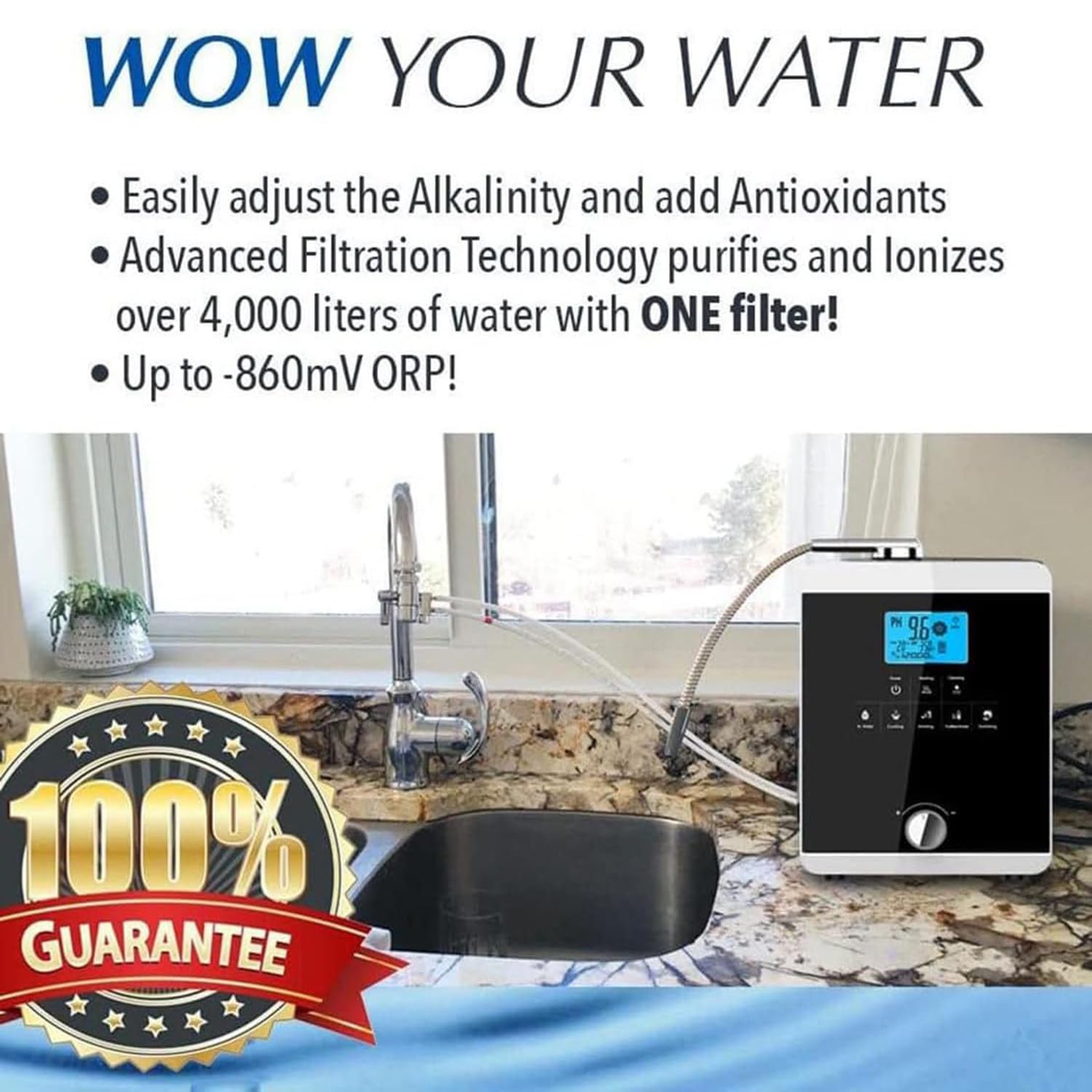 Máquina Agua Hidrógeno Rica En Hidrógeno Máquina Ionizadora Y Purificadora Agua, La Máquina Ionizadora Agua Produce Ácido Alcalino Ph 3-11.0 hasta -800mv Orp Filtro De Agua Táctil LCD