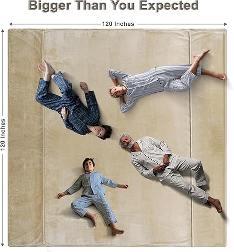 Miniatura 6 de PHF Manta de forro polar extragrande King de 120 x 120 pulgadas, sin desprendimiento, sin pelusas, manta grande y suave de 10 x 10 pies para cama,