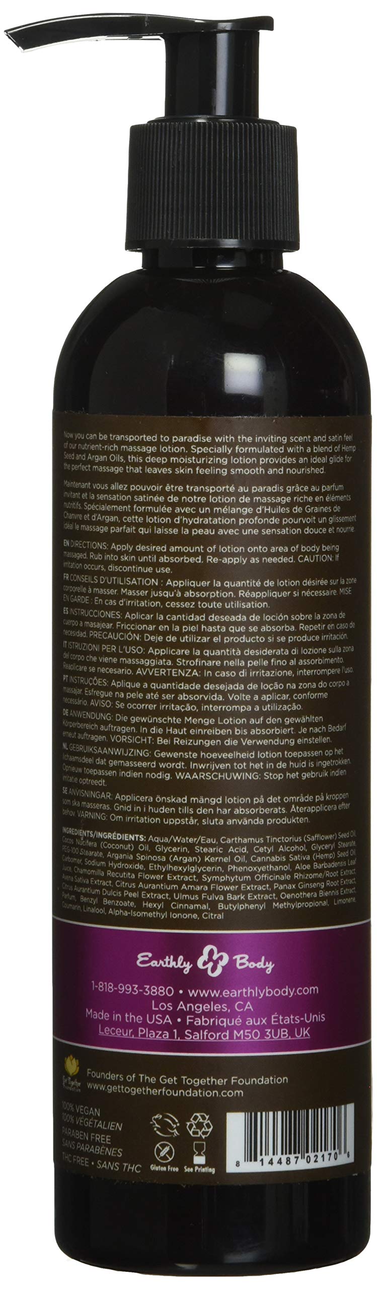 Earthly Body Massage Lotion 8oz Skinny Dip