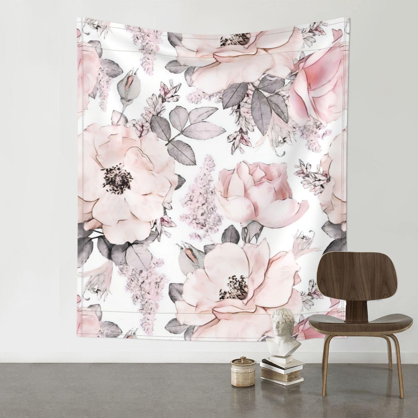 HJFCZH Watercolor Floral Pattern Prints Wall Tapestry 60x51in – Artistic Home Decor Throw Blanket for Bedroom, Dorm, Beach & Picnic