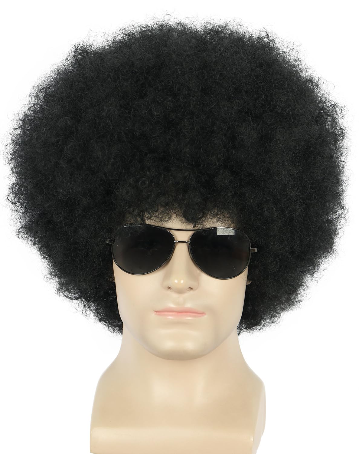 Yuehong Short Black Fluffy Jumbo Afro Wig 70s 80s Disco Party Costume Hair Heat Resistant Synthetic Fibers Soft Durable Wig for Unisex - Image 2