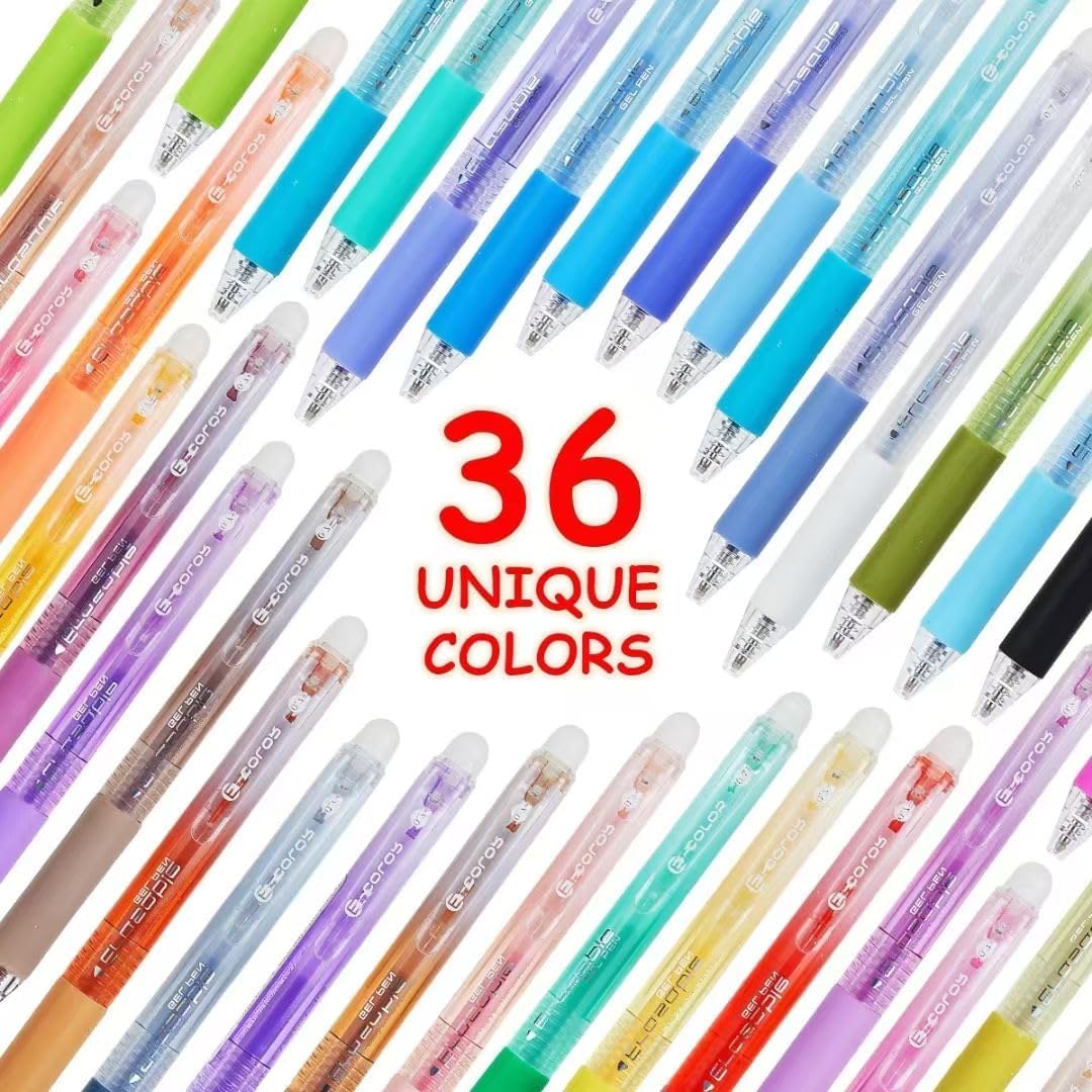 Retractable Erasable Gel Pens Clicker,Fine Point 0.7mm Smooth Writing Pens,Cute Pens For Writing Journaling Taking Notes School Office Home. (36 Colors)