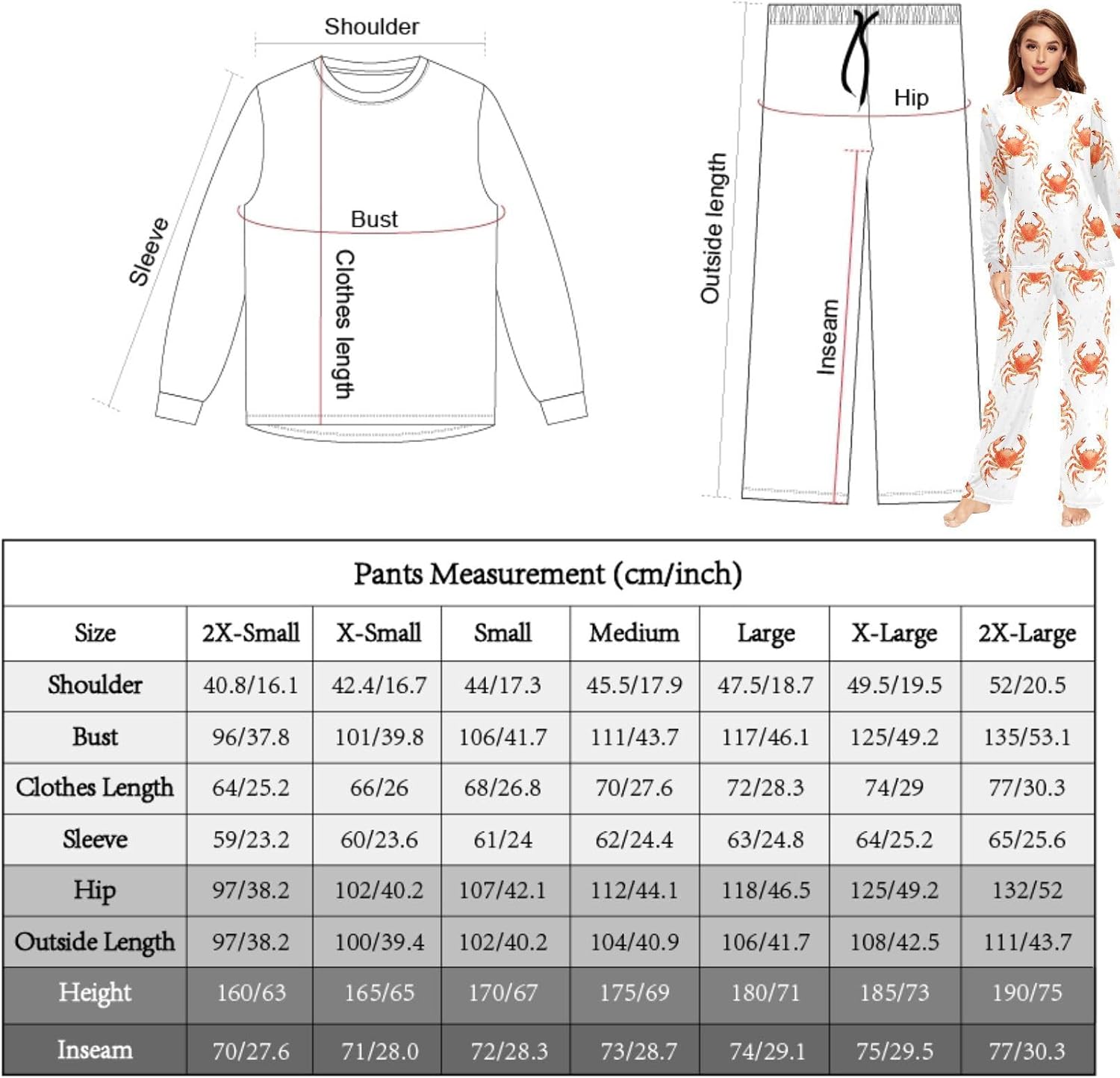 Matching Pajamas for Couples Chic King Crab White PJs for Men Women Two Piecing Set Pijamas image 4