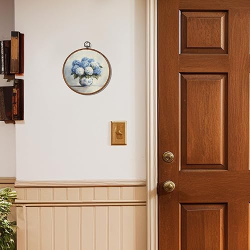 Miniatura 5 de KSDUT Chinoiserie - Arte de pared con diseño de florero de flores, arte de pared de chinoiserie azul y blanco, marco de lienzo para colgar,
