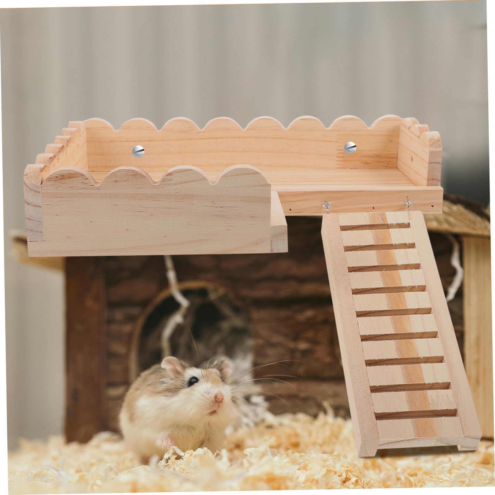 NOLITOY Piattaforma in Legno per Criceti, Vassoio Base Gabbia Khaki | Set 1 Pezzo, per Ratto e Criceto, Facile Installazione e Conservazione, Accessorio Habitat Decor