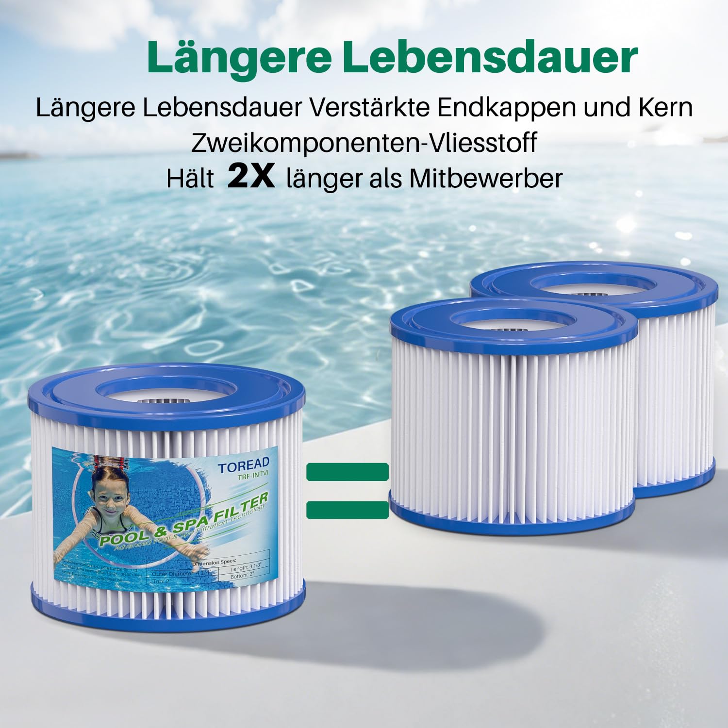 TOREAD Filter VI für Whirlpools (6er Set) | Kompatibel mit Bestway Lay-Z-Spa Miami, Vegas & Coleman SaluSpa | Ersatzkartusche 58323 / 90352E | Spa Zubehör für klares Wasser