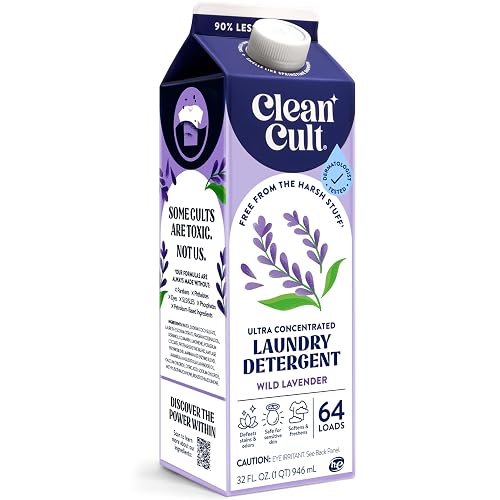 Ultra Concentrated Liquid Laundry Detergent Soap, 64 loads (32 oz), Long Lasting Scent, 90% Less Plastic, No Harsh Chemicals, Wild Lavender, Defeats Stains & Odors, HE/Standard Compatible - Lavender - 32 Fl Oz (Pack of 1)