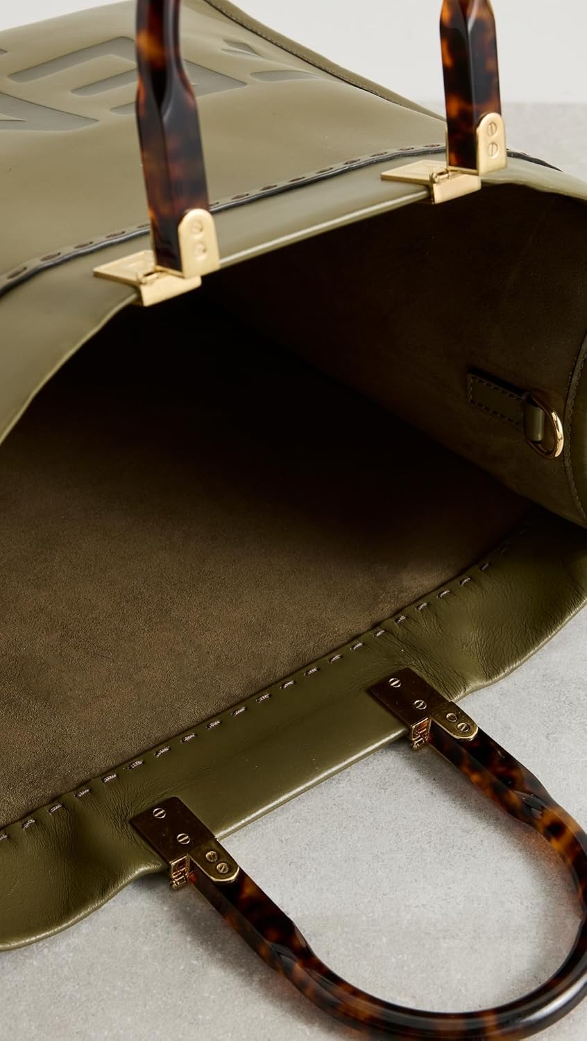 WHAT GOES AROUND COMES AROUND Women's Pre-Loved Fendi Green Calfskin Sunshine Shopper Tote - Image 5