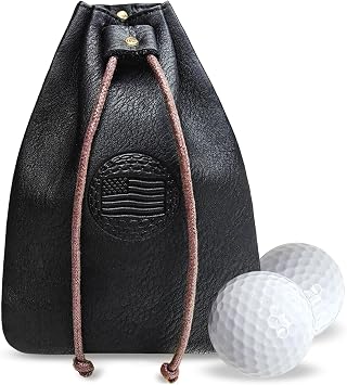 Real Leather Golf Valuables Pouch USA Golf Tee Ball Bag with Drawstrings Valuables Pouch for Men - Cool Funny Gifts for Him Golfers Men