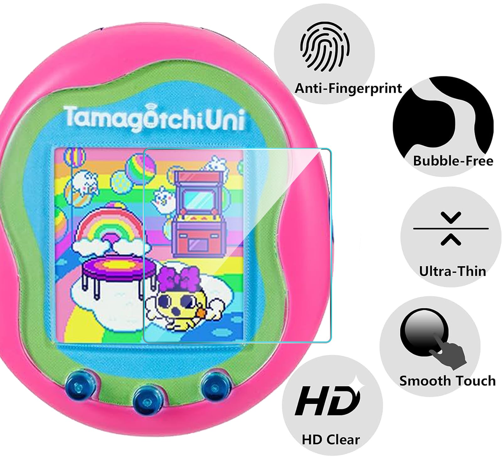 GIOPUEY Ochraniacz ekranu do Tamagotchi Uni, [6 opakowań] Elastyczna folia ochronna na ekran TPU, [odporna na pęcherzyki] [odporna na zużycie] - przezroczysta