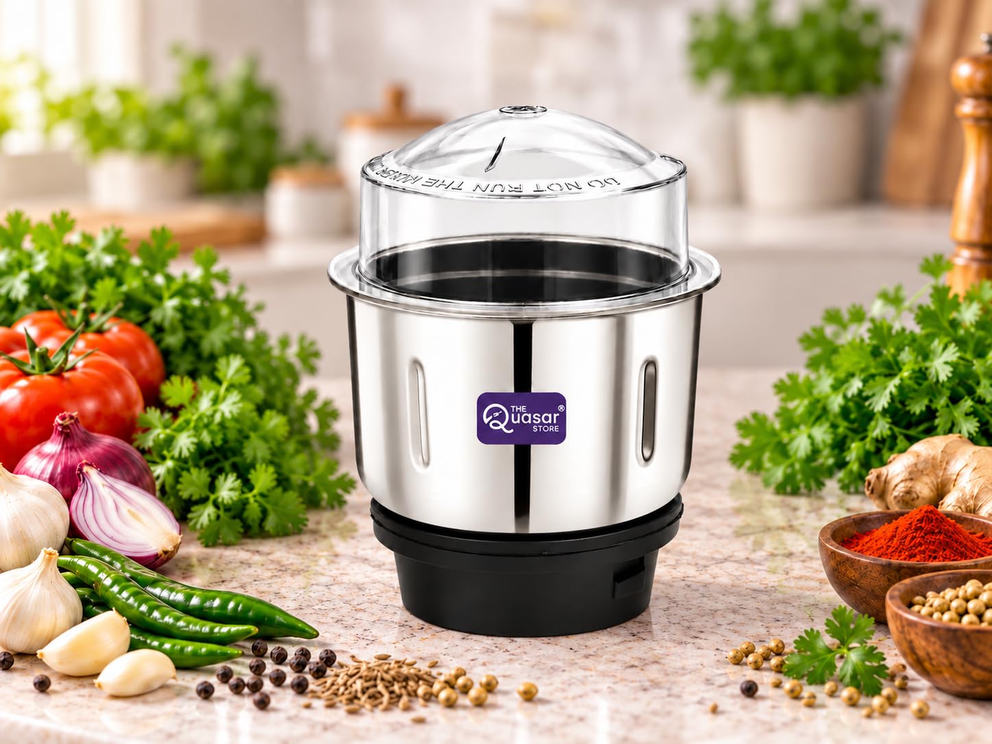 Mixer Grinder Chutney Jar For Bajaj, Jyothi, Crompton, Prestige, Preethi, Sumeet, Orient, Rico, Croma, Jaipan, Lifelong Etc. Fits On 2 Lock & 4 Teeth Coupler 400ml