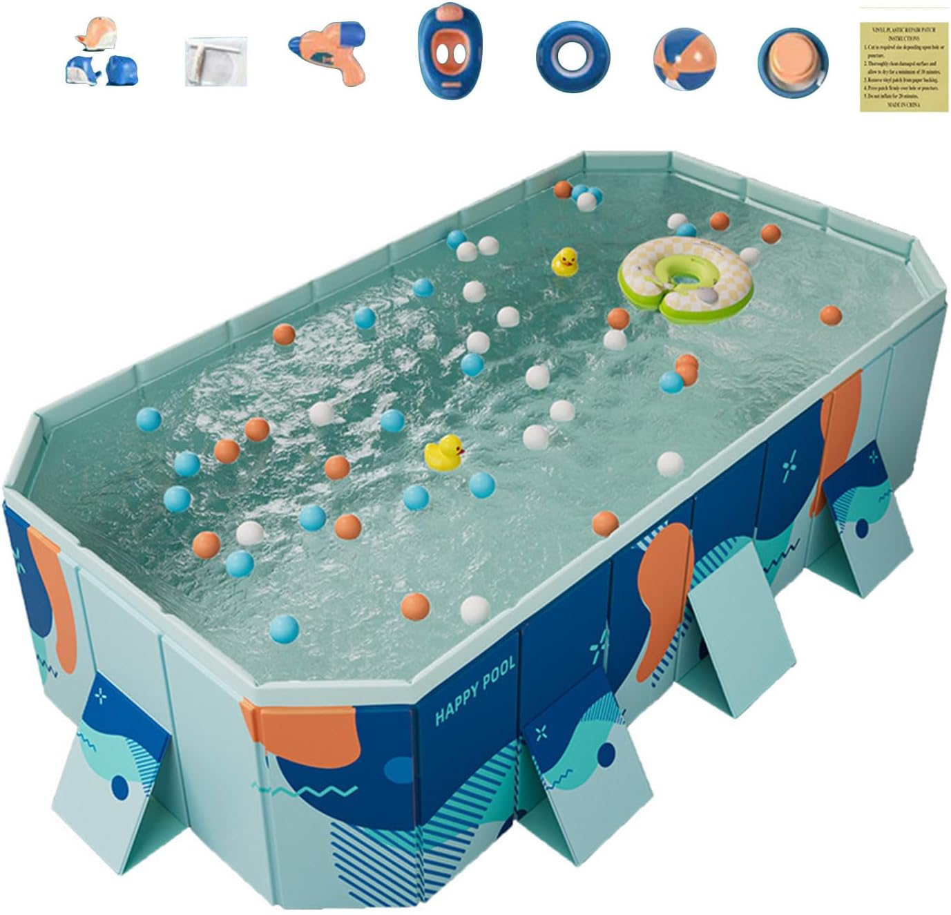 Foldable Swimming Pool, Non-Inflatable Pools for Backyard, Large Swimming Pools Above Ground for Children and Adults for Backyard, Garden(9.6ft)