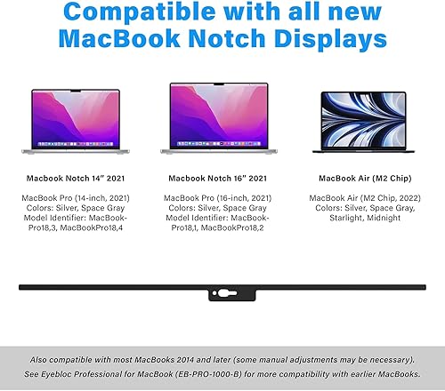 Miniatura 4 de EyeBloc Funda para cámara web para MacBook Notch Series 2022. Diseñada para todas las pantallas de MacBook Air y MacBook Pro Notch 2021 y 2022