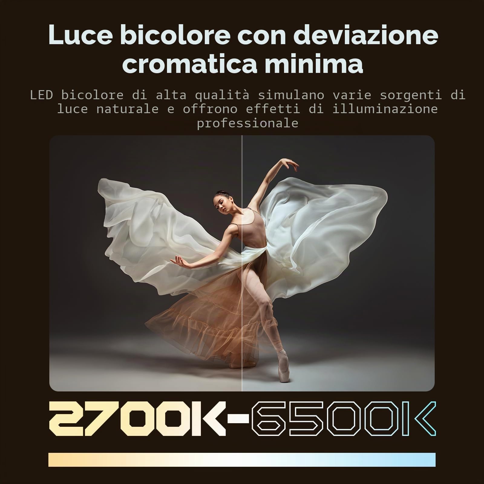 SMALLRIG RC 220B Pro Luce Video COB da 220 W, Luce Video Bicolore da 2700 K a 6500 K, Luce con montatura Bowens CRI 95+, Compatibile con 3 Metodi di Alimentazione - 4621