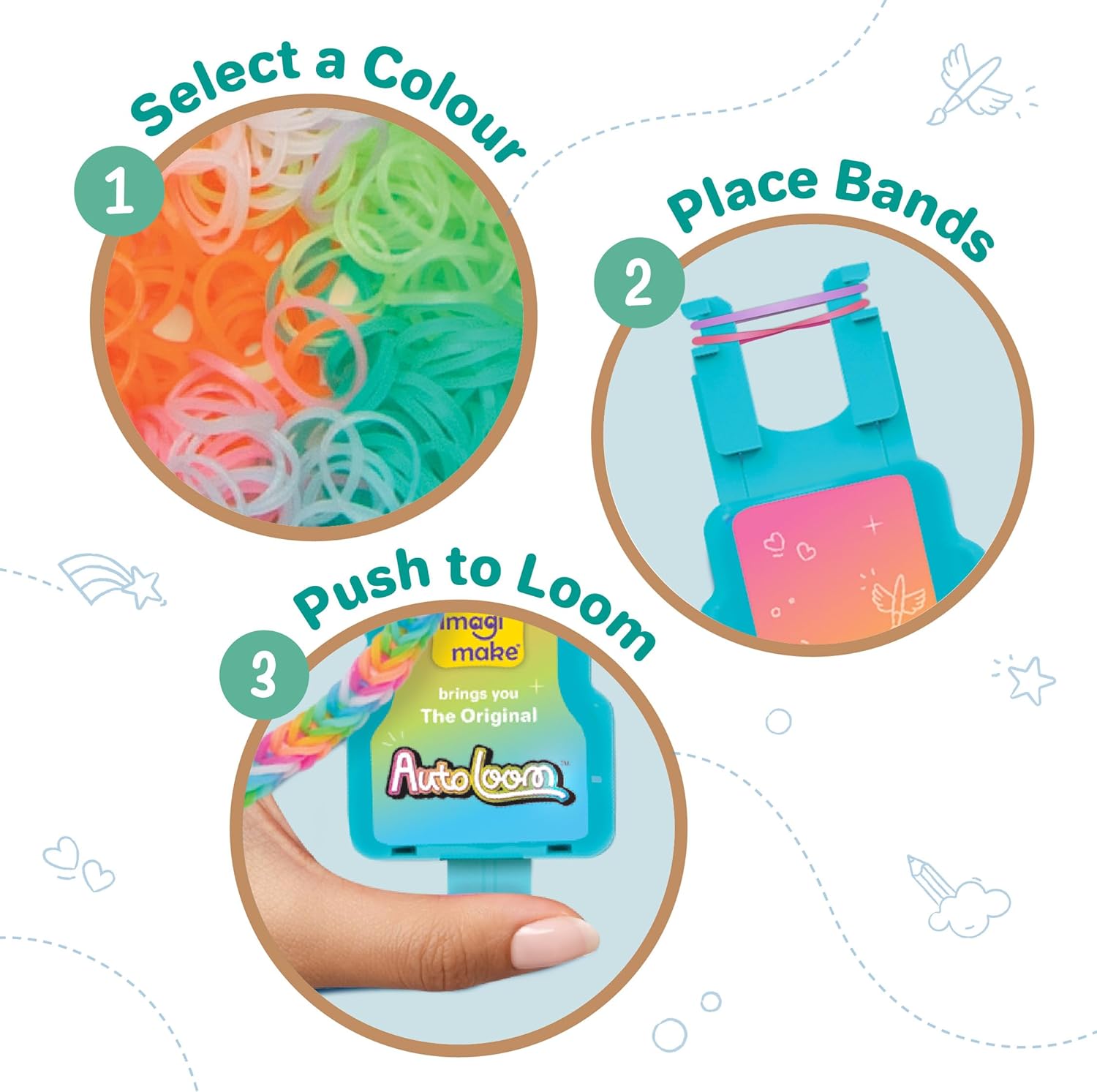 Imagimake Rainbow Loom Beadmoji Bracelet Making Kit | 1200+ Colourful Bands & Beadmoji Beads with Auto Loom Tool | DIY Art & Craft Kit | Creative Gift for Kids 7+