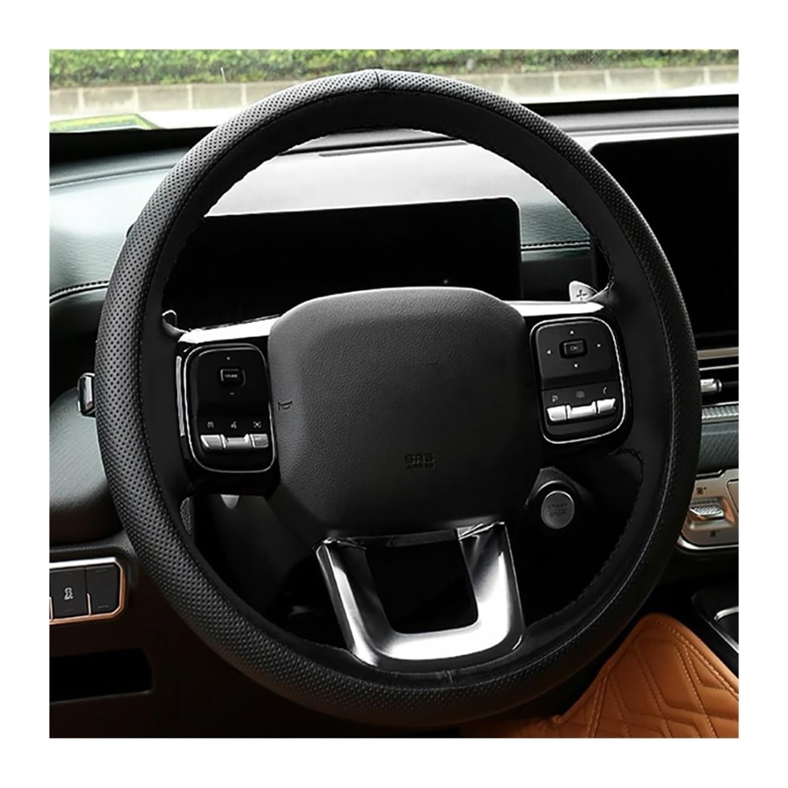 Volante Funda Coche para Great Wall Haval H5 II 2023 2024 Funda Volante Cuero Microfibra Cosida A Mano Interior Coche Fundas Protector(Negro)