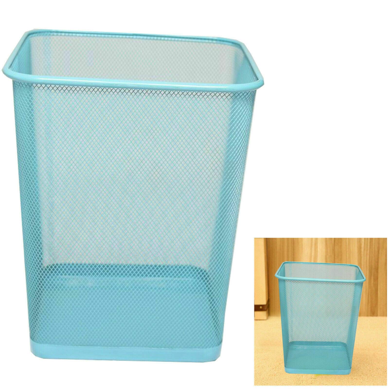 Unicorpse Mesh Bins Waste Rubbish Paper Wastebasket Trash Can Dustbin Metal Sqaure Shape (Turquoise)