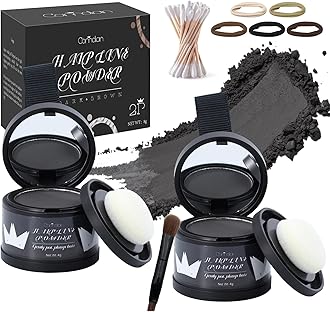 2 Pack Hairline Powder for Women and Men, Used to Root Touch Up Hair Color, Thinning and Gray Hair Coverage and Bald Spots Coverage, Black