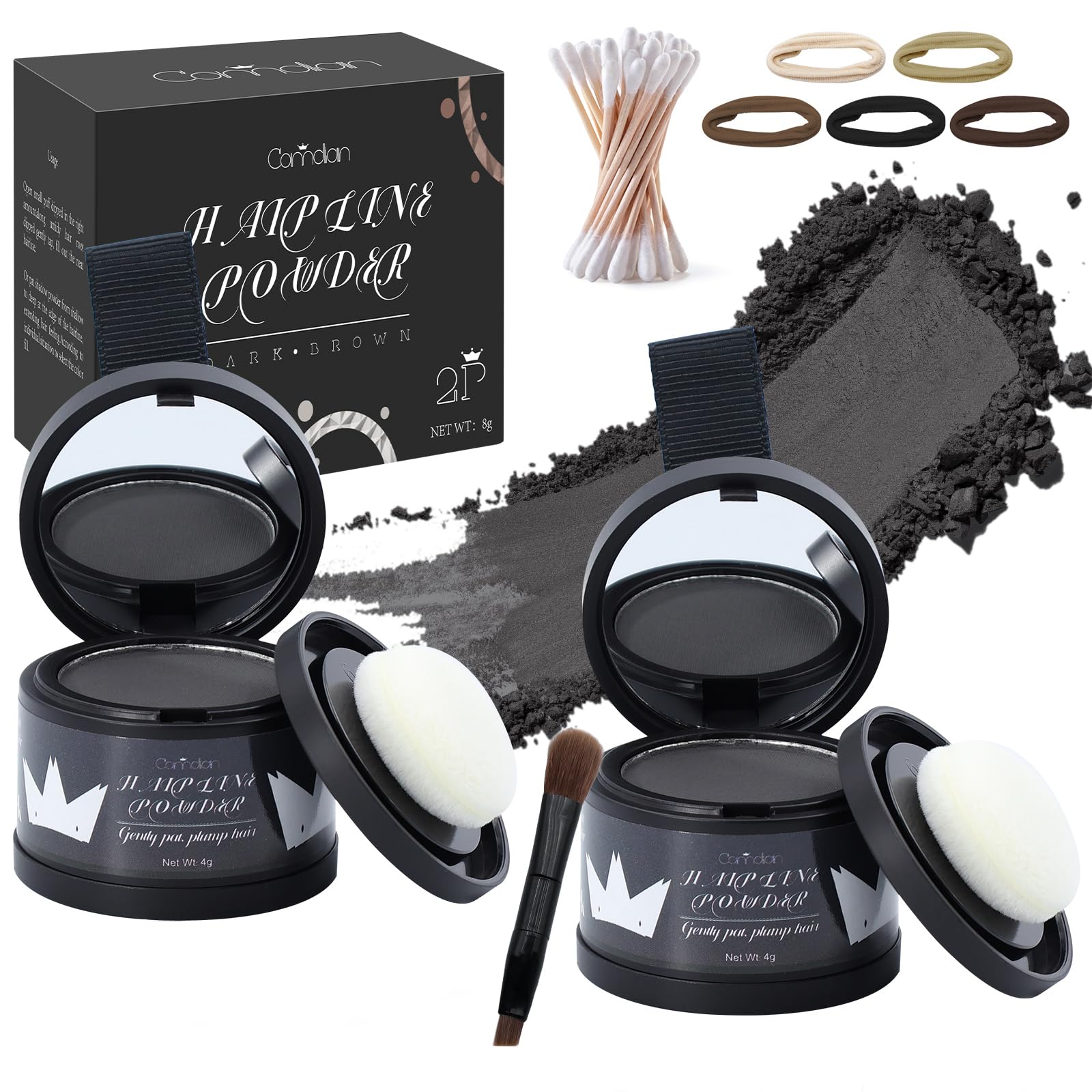 2 Pack Hairline Powder for Women and Men, Used to Root Touch Up Hair Color, Thinning and Gray Hair Coverage and Bald Spots Coverage, Black
