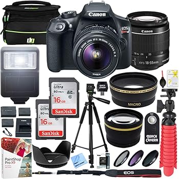 Amazon Com Canon T6 Eos Rebel Dslr Camera With Ef S 18 55mm F 3 5 5 6 Is Ii Lens And Two 2 16gb Sdhc Memory Cards Plus Triple Battery Tripod Cleaning Kit Accessory Bundle Camera