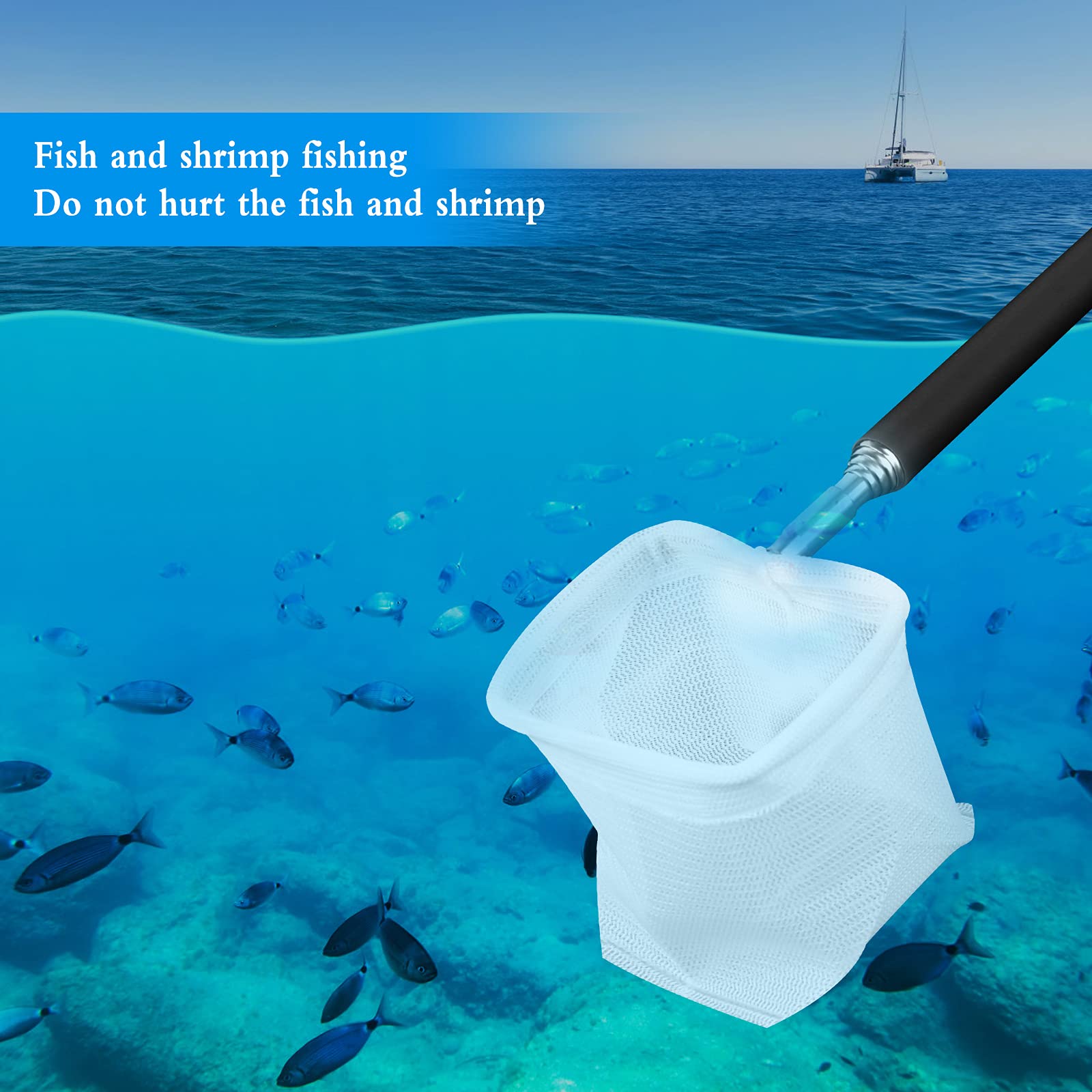 Épuisette de Pêche, 2 Pcs Épuisettes de Pêche Télescopique Utilisent Une Conception Rétractable, Filet de Pêche Télescopique en Matériau Souple, Filet de Pêche pour Aquarium ne Nuira Pas au Poisson