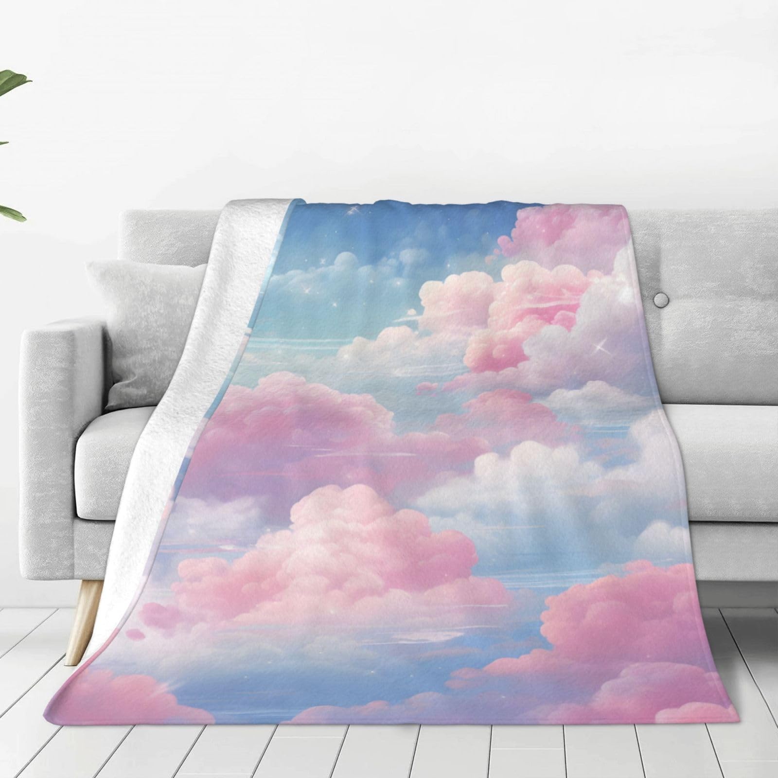 Mexpekil Fleece Throw Blanket Super Soft and Warm Blankets Surreal Sky With Fluffy Clouds Dreamy Lightweight Fluffy Plush Bed Blanket for Bedding Sofa Chair Camping, All Season Use 40"x30"