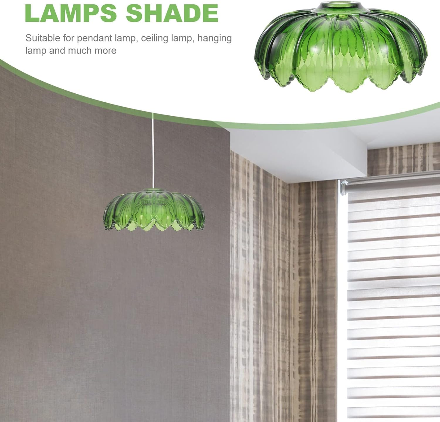 KALLORY Glass Pendant Lamp Shade Decorative Lamp Cover for Ceiling Light Aesthetic Decorative Lampshade