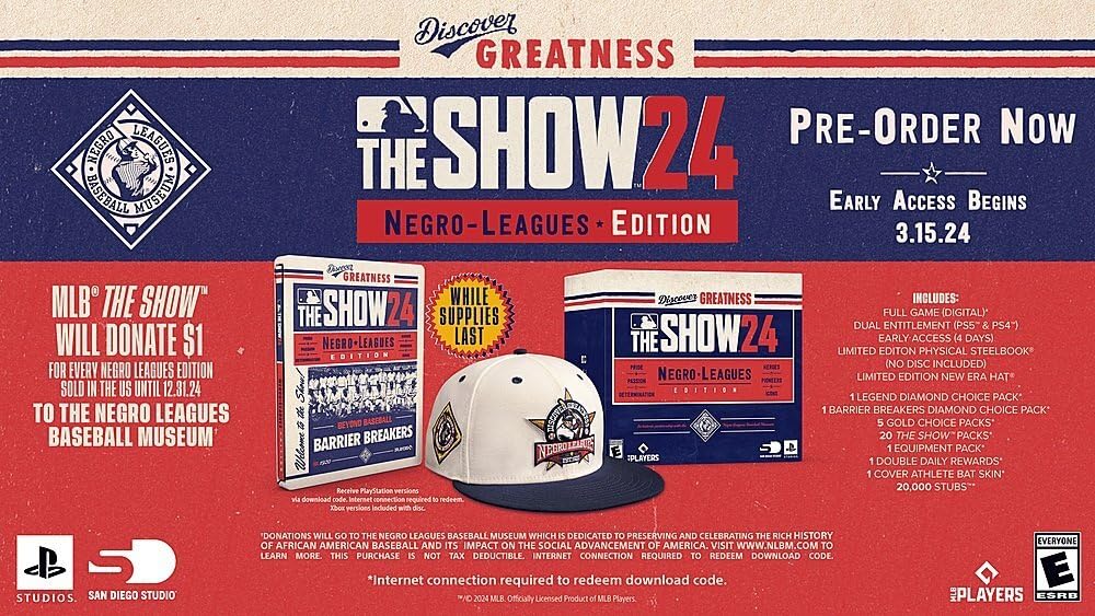 MLB The Show 24 Collectors Edition - The Negro Leagues Edition - Dual Entitlement for Playstation 4 Playstation