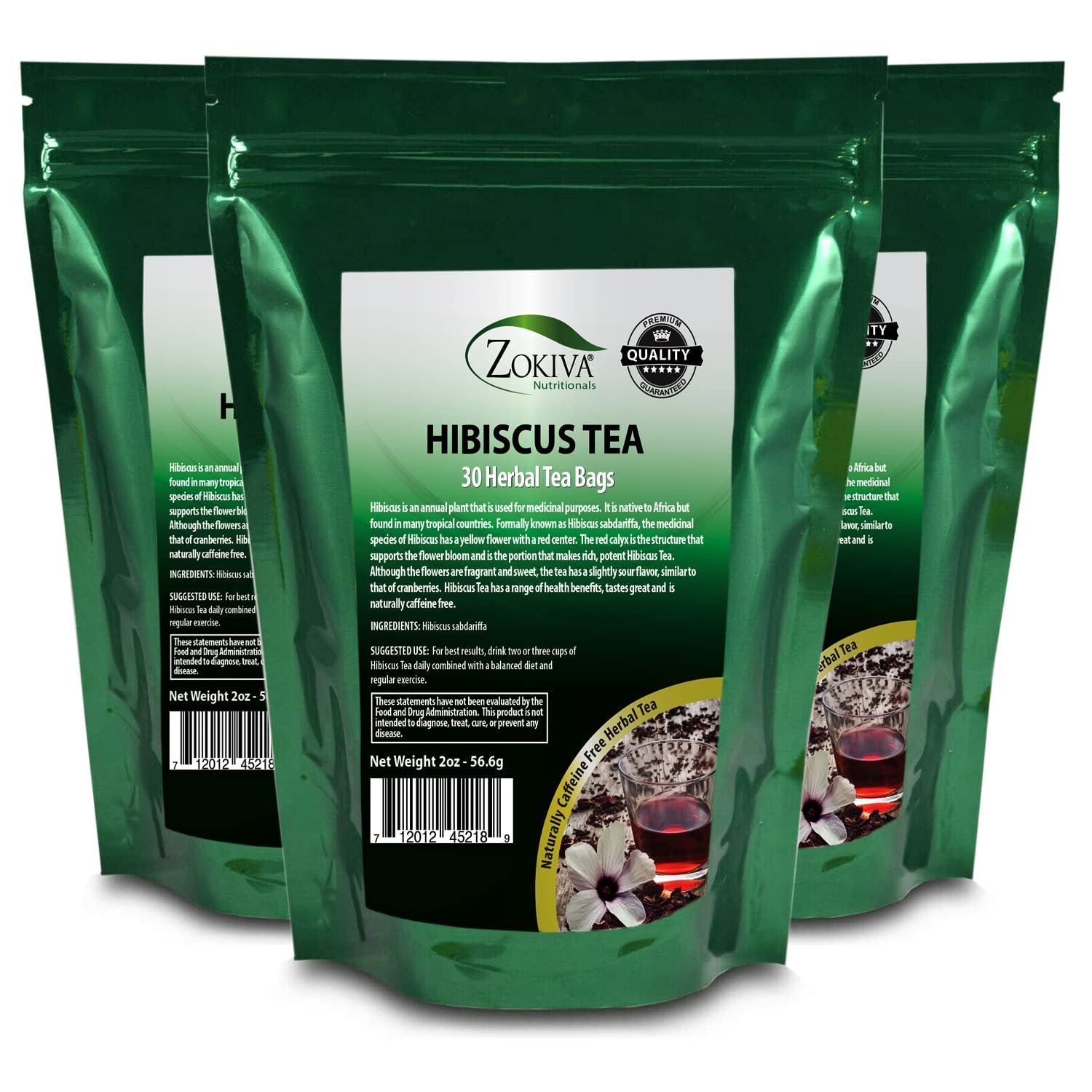 Hibiscus Tea Bags 3Pack (90 Tea Bags Total) CaffeineFree