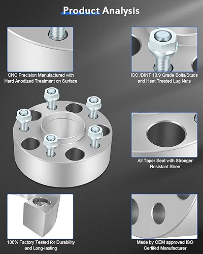 Miniatura 5 de ECCPP 4 espaciadores de rueda de 5 lengüetas de 1.969 in y 2 pulgadas centrados de 5 x 4.75 a 5 x 4.75 con borde M12x1.5 2.776 in CB se adapta a