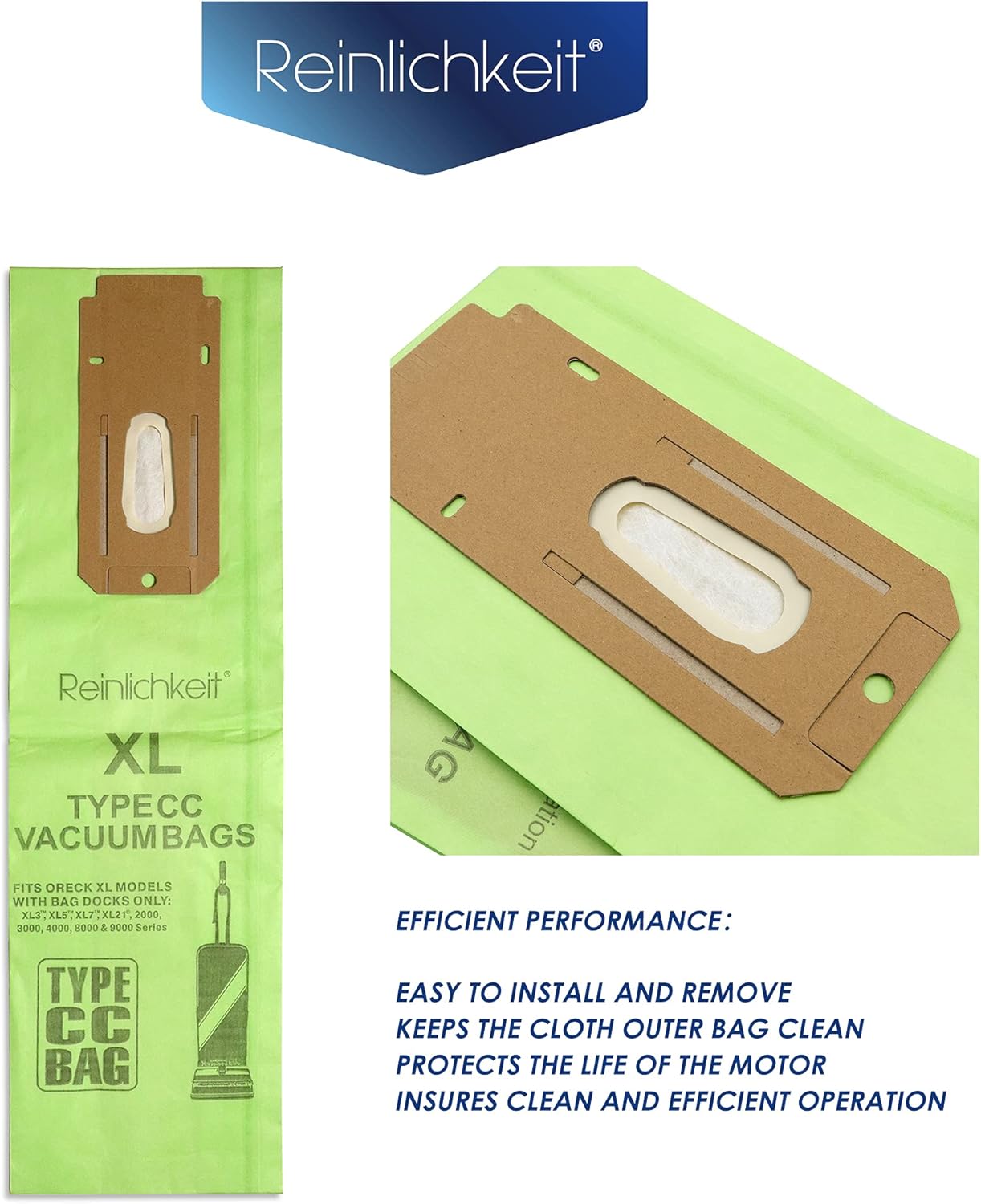 Reinlichkeit 25 Pack Vacuum Cleaner Bags For Oreck type CC vacuum bags,XL.Fit All Oreck XL Upright Vacuums