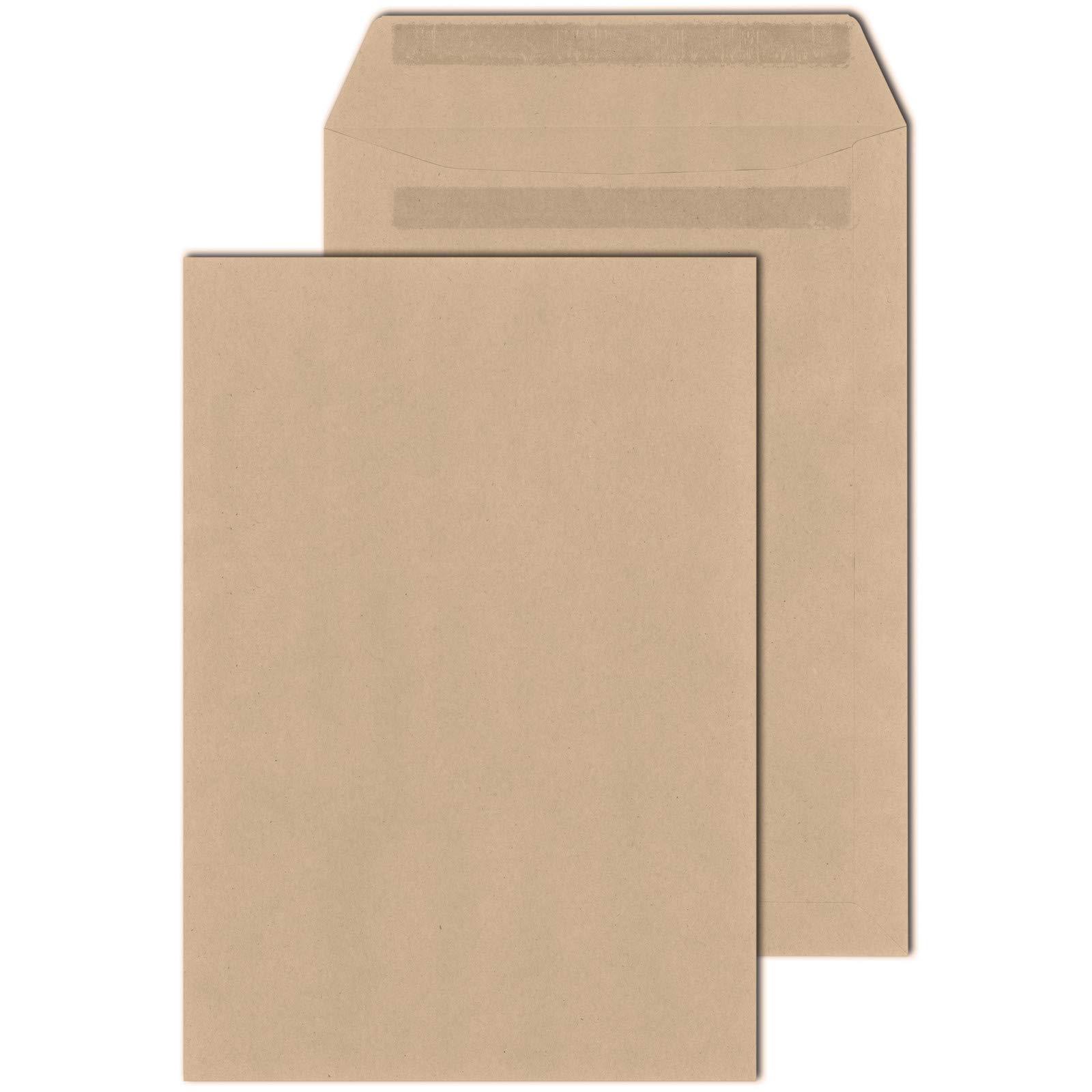 KK Verpackungen Versandtaschen DIN B4 | 1000 Stück, 250x353 mm Briefumschläge selbstklebend | 110 g/m² Mischnatron Braun | Kuvert ohne Fenster für Dokumente, Bewerbungsunterlagen