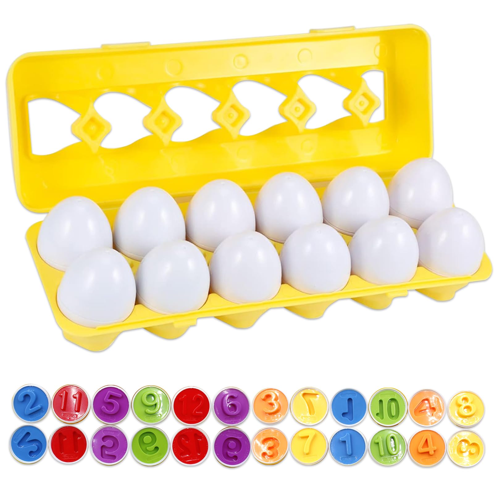Huevos Juguetes niños 12 PCS Pollito Huevos Sorpresa niños Juego para Aprender Formas y Colores,Juegos Educativos 2 años Regalos para Niños Niñas de 1 2 3 años (Estilo B)