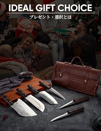 Miniatura 7 de DRAGON RIOT Juego de cuchillos de carnicero de chef para cortar carne con bolsa de rollo, 12 cuchillos de chef forjados japoneses para hombres y