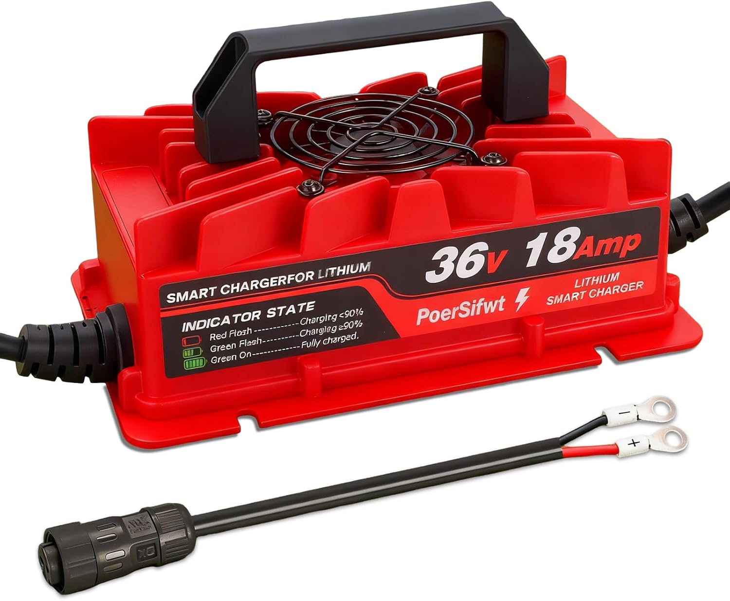 43.8V 18A Lithium Battery Charger, IP65 Waterproof, for 36V (38.4V) LiFePO4 Battery, Ideal for Golf Carts, RVs, and 36V Trolling Motors