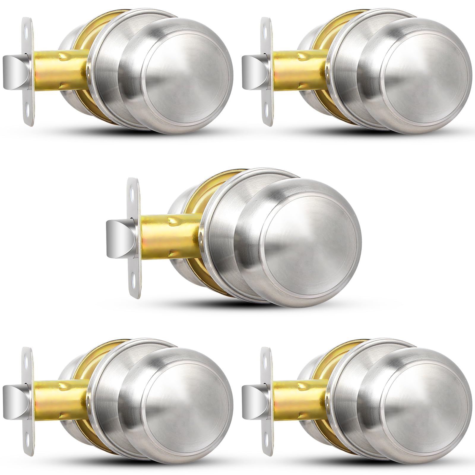 Sopoby Privacy Door Knobs - 5 Pack Brushed Nickel -21
