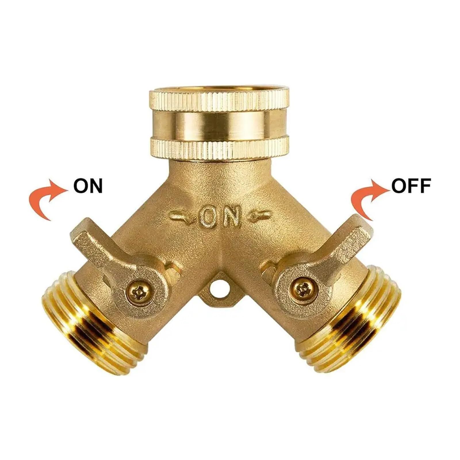 Connecteur de tuyau d'arrosage 1,9 cm en laiton de type Y - Connecteur de robinet à 2 voies pour tuyau d'arrosage