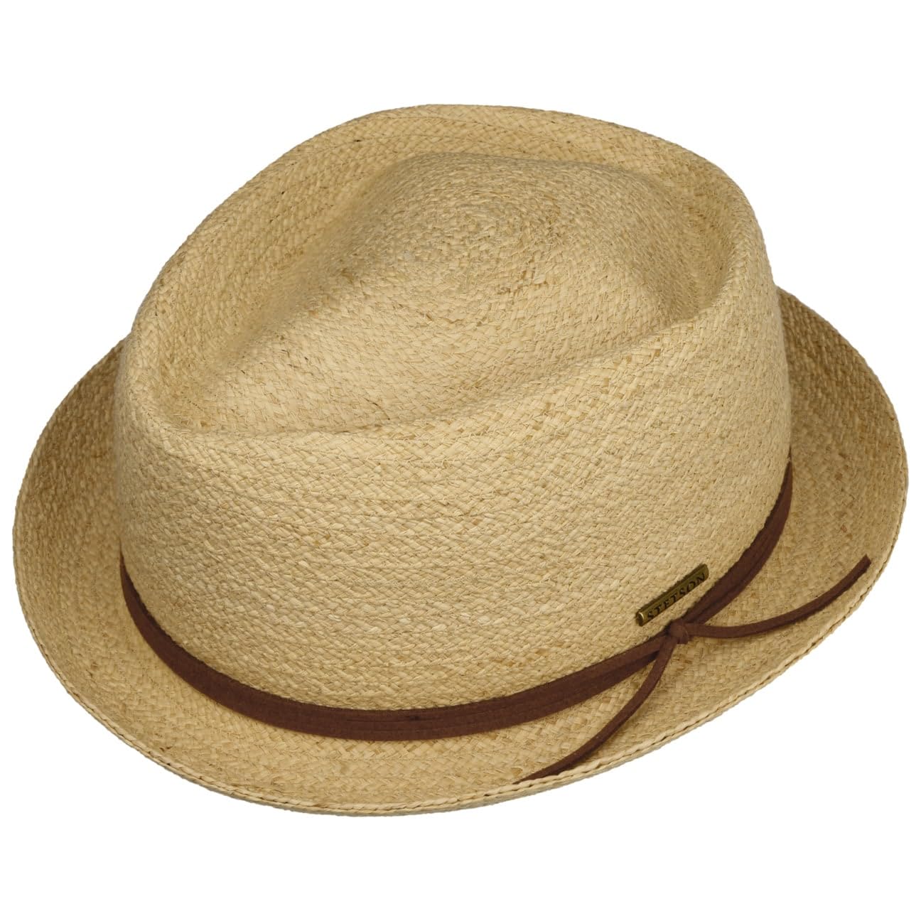 Stetson Uni Diamond Chapeau de Paille de Raphia Pork Pie Protection UV Bande en Cuir Unisexe Printemps Ete