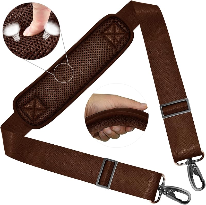 Shoulder Strap 58" Ultra-Thick Fixed Padded and Adjustable Buckles Crossbody Strap for Briefcase Laptop Bag Luggage