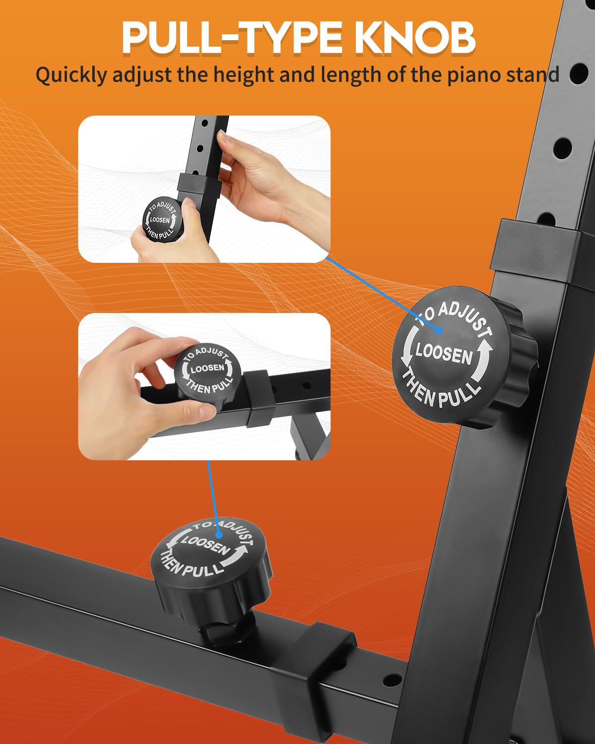 STRICH Support de clavier et banc de piano Z-Style portable et robuste pour piano électrique de 54 à 88 touches et banc de piano réglable X-Style, chaise, noir, SKT-02S & SPB-M10