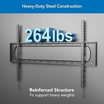 Mount-It! Heavy Duty XXL Fixed TV Mount for Extra Large TVs, Ultra Low Profile Wall Mount, max VESA 900x600, Holds 264lb, Flush TV Mount for 60, 65, 70, 75, 80, 85, 90, 100,120