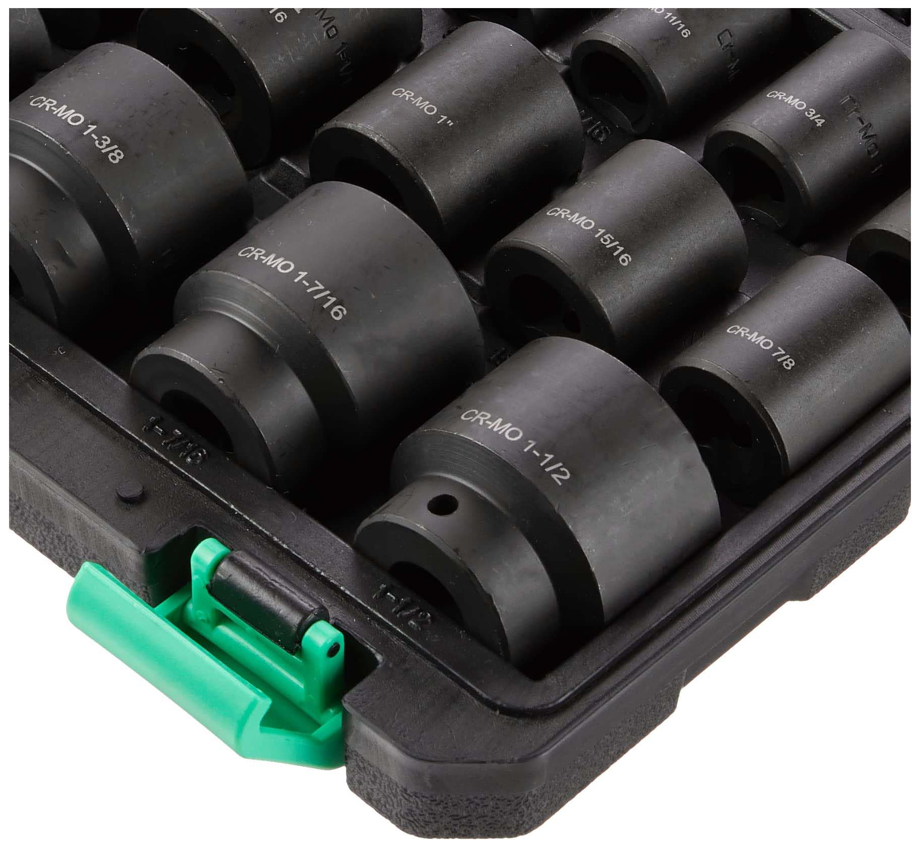 Amazon Basics 19-Piece 1/2-Inch Drive 6 Point Shallow Impact