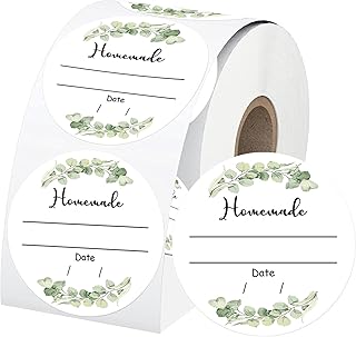 500Pcs Watercolor Green Plants Canning Stickers Round Food Labels 2 Inch - Write on Date Contents Canning Jar Lids Labels with Lines for Mason Jars Homemade Jam and Jelly