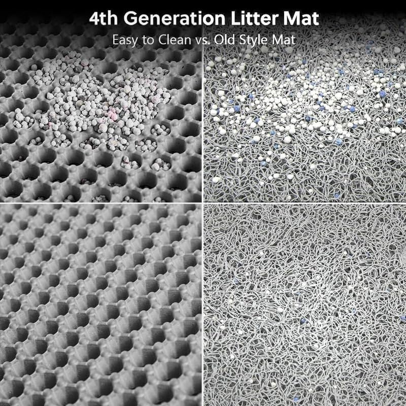 Image of Cat Litter Mat 12x18 Inch - Double Layer Open Edge Design, Waterproof & Urine Proof, EVA Material, Durable and Washable Litter Trapping Mat (Grey)